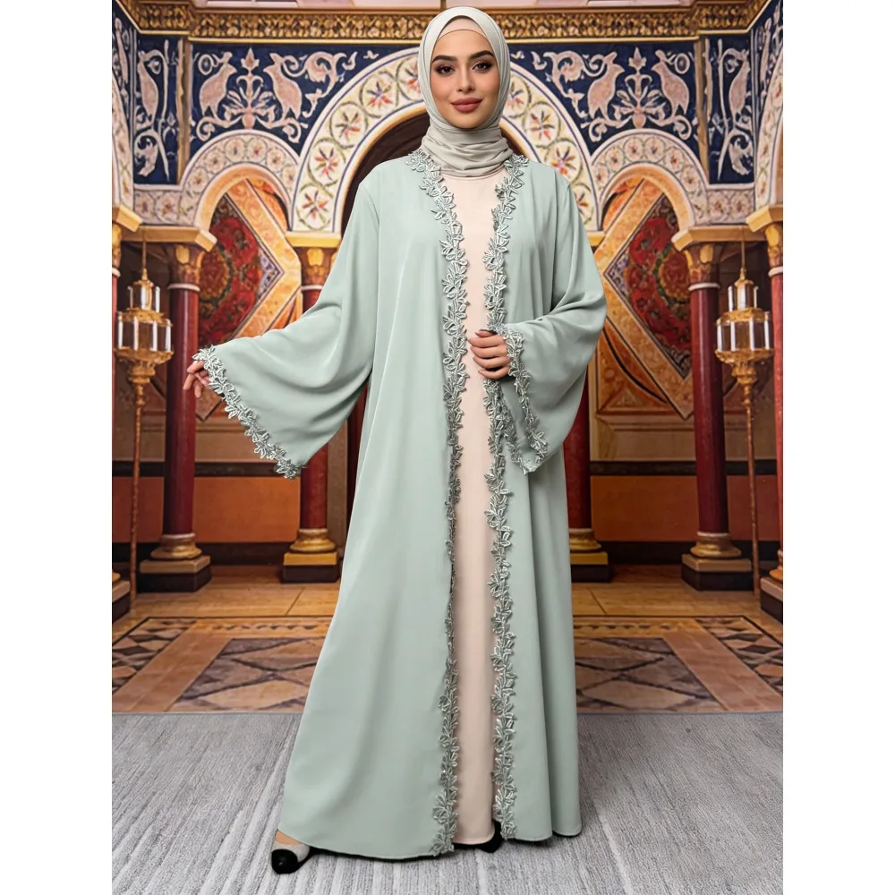 

Eid Embroidery Abaya Dress Cardigan Women Lace Dresses Jalabiya Muslim Vestidos Morocco Dubai Arab Long Robe Kaftan Ramadan 2026