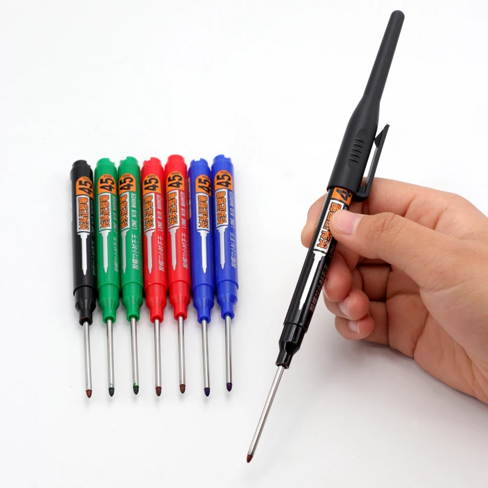 4 Stück/Set 45mm Tiefenmarkierstifte mit Langem Kopf Zimmermanns-Markierstift Schwarz/Blau/Rot/Grün für Mehrzweck-Holzbearbeitungswerkzeuge – Detail 8