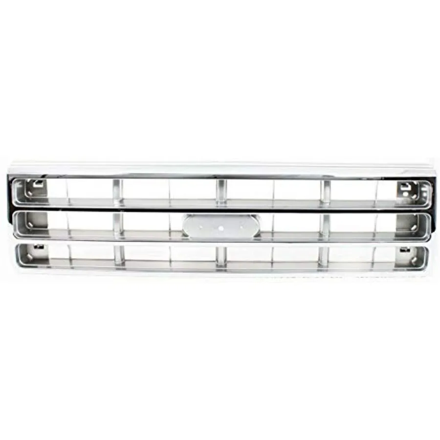 

Grille Assembly Compatible with 1987-1988 F-150 F-250 F-350 Bronco - Black Steel Front Grill with Chrome Accents - Durable Mes