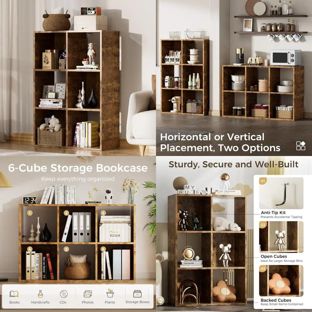 

11 inch open back brown wood cube organizer with removable panels for storage and shelving