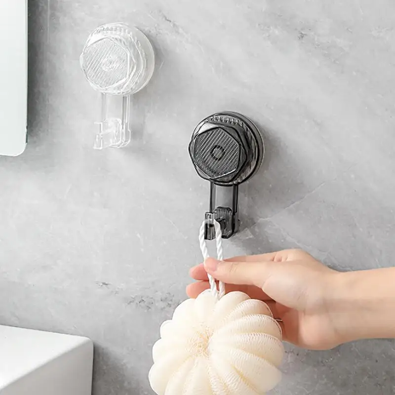 Bathroom Suction Hooks Punch-Free Rotary Suction Cup Hanger Waterproof Shower Hooks For Kitchen Cabinet Bedroom Bathroom And