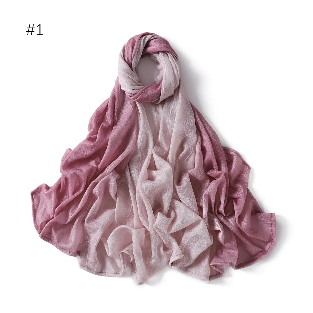 New Summer Gradient Lace Scarf Hijabs for Women Breathable Wave Hand-painted Tulle Scarf Bag Head Scarf Cover Yarn Elastic Shawl