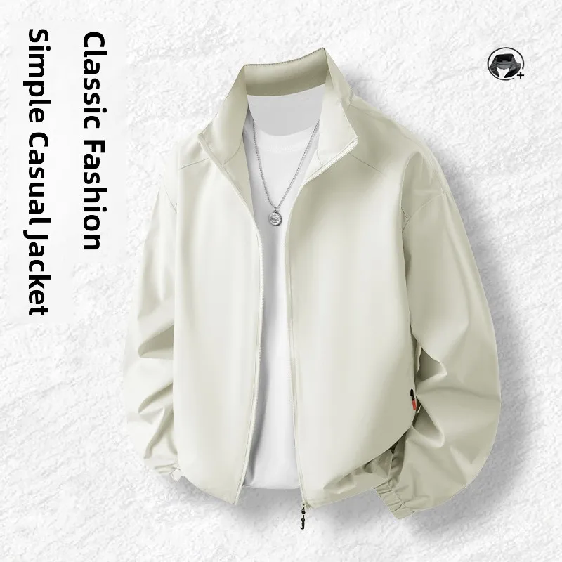 

Мужская ветрозащитная легкая куртка свободного кроя на молнии для весны и осени, однотонная, с прямым подолом, повседневная одежда