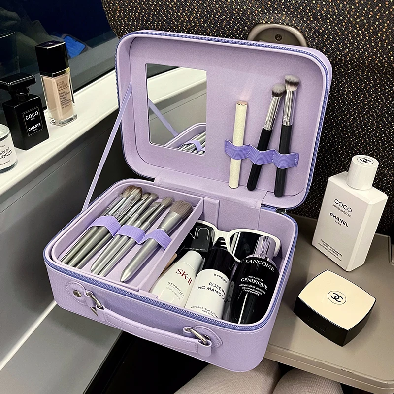 

Cosmetic Case with Mirror 2025 New Ins Large-capacity Cosmetics Storage Bag Travel Portable Cute Makeup Bag