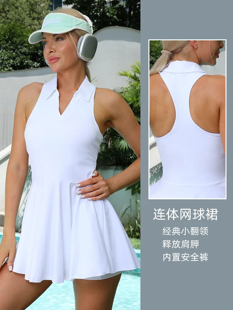 

Black tennis dress set, women's padded tennis suit, outdoor badminton suit, yoga exercise Wholesale of short skirts