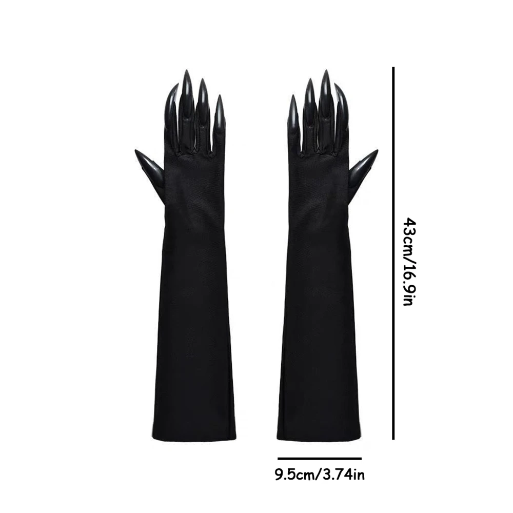 1 Pair Horror Black Devil's Ghost Claws Gloves Halloween Cosplay Costume Makeup Scary Claw Long Nail Gloves