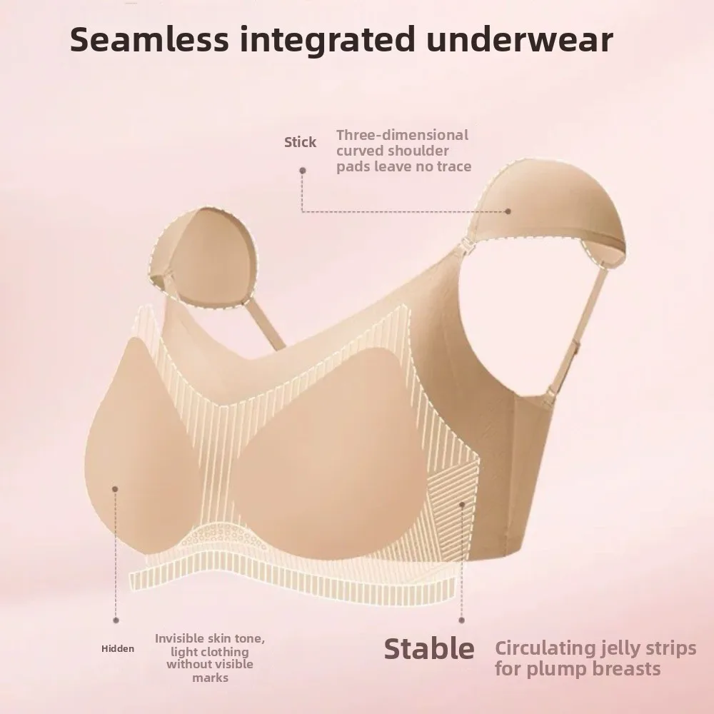 Elastic Deep V Right-angle Shoulder Bra Seamless Lingerie Shoulder Pad Bra Anti-sagging Thin Wireless Bra Cosplay