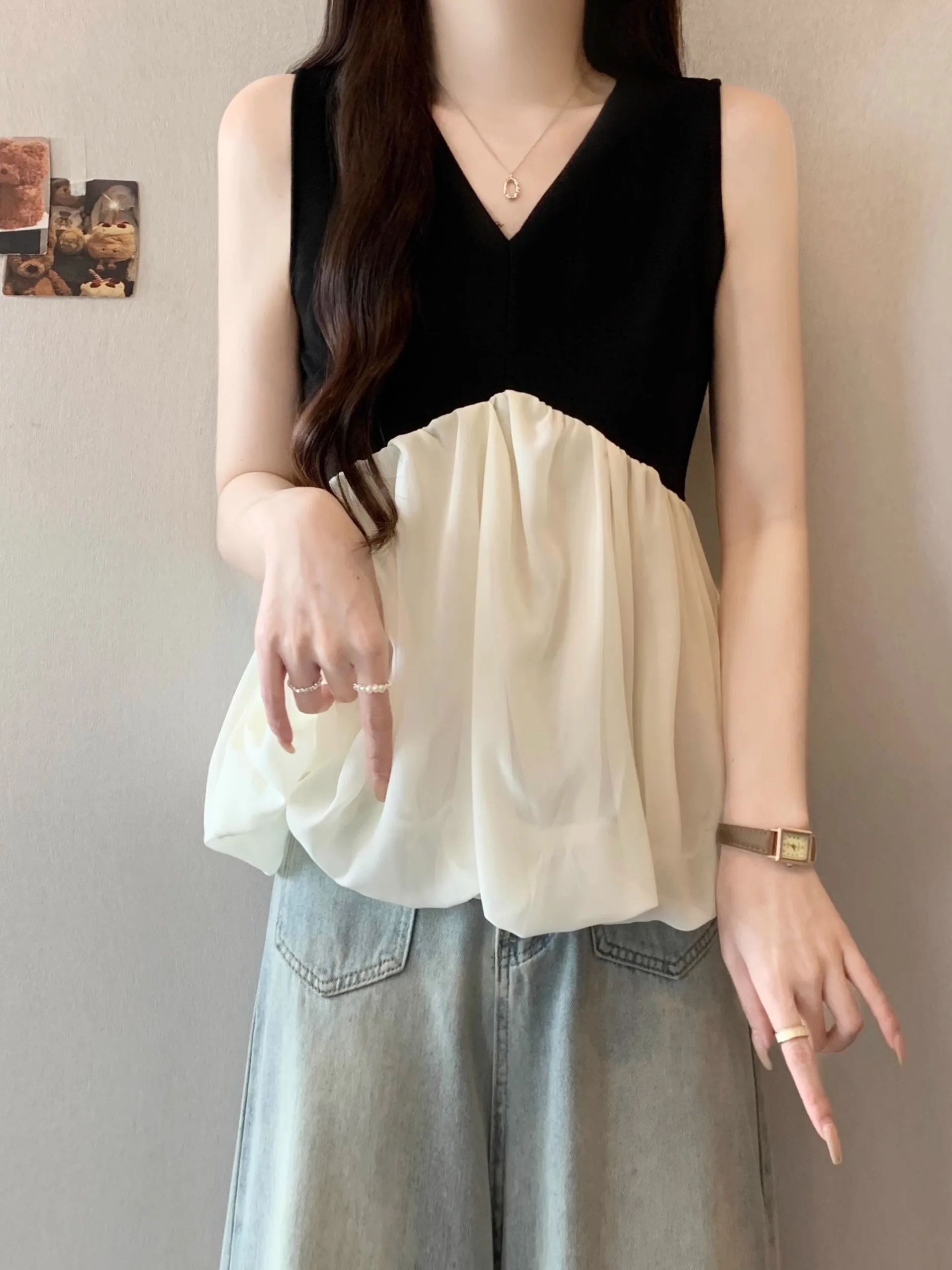 plus Size Summer Women's Clothing V-Ne Svel Crop Top Outerwear Design Belly Cover Flower Bud aped Vest