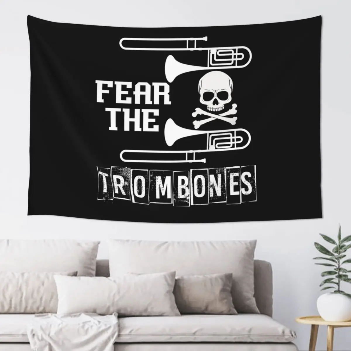 Fear The Trombones Tapestry Art Wall Hanging Aesthetic Home Decoration Tapestries for Living Room Bedroom Dorm Room