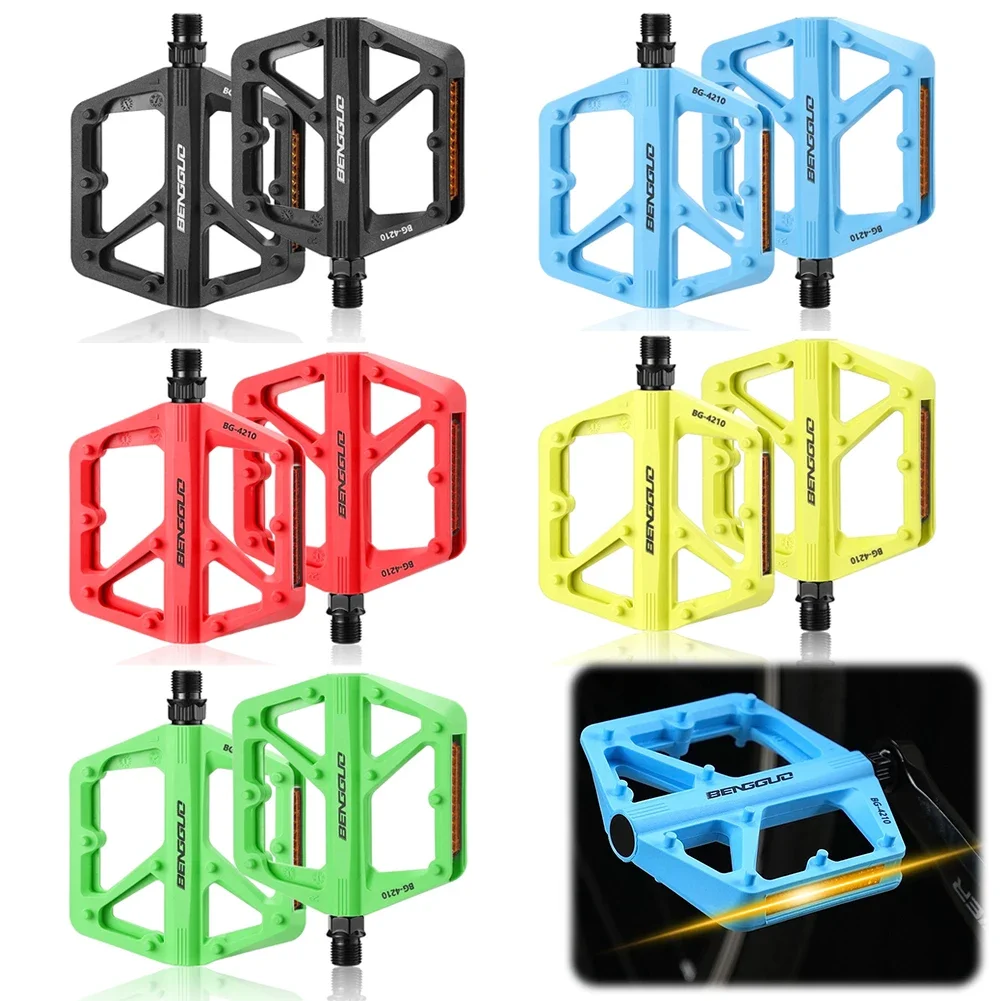 

Double DU Bearing Nylon Bicycle Pedals with Reflector Ultralight Bike Pedals Waterproof Cycling Safety Pedals Bike Accessories