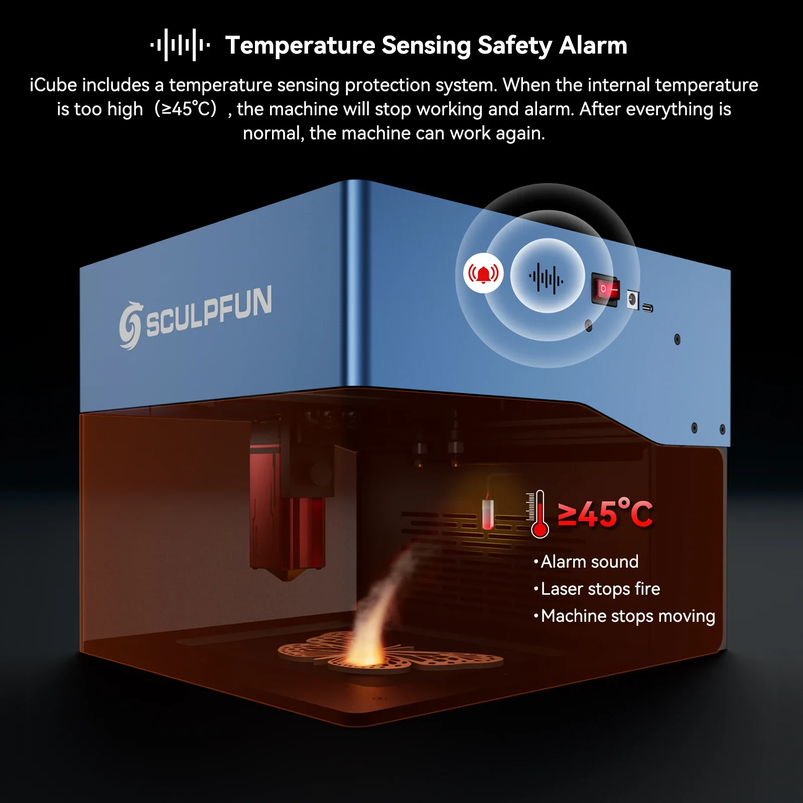 For  Pro 5W/3W Laser Engraver Machine w/ Smoke Filter Temperature 130x130mm Area Support BT Type-C for Engraving Wood