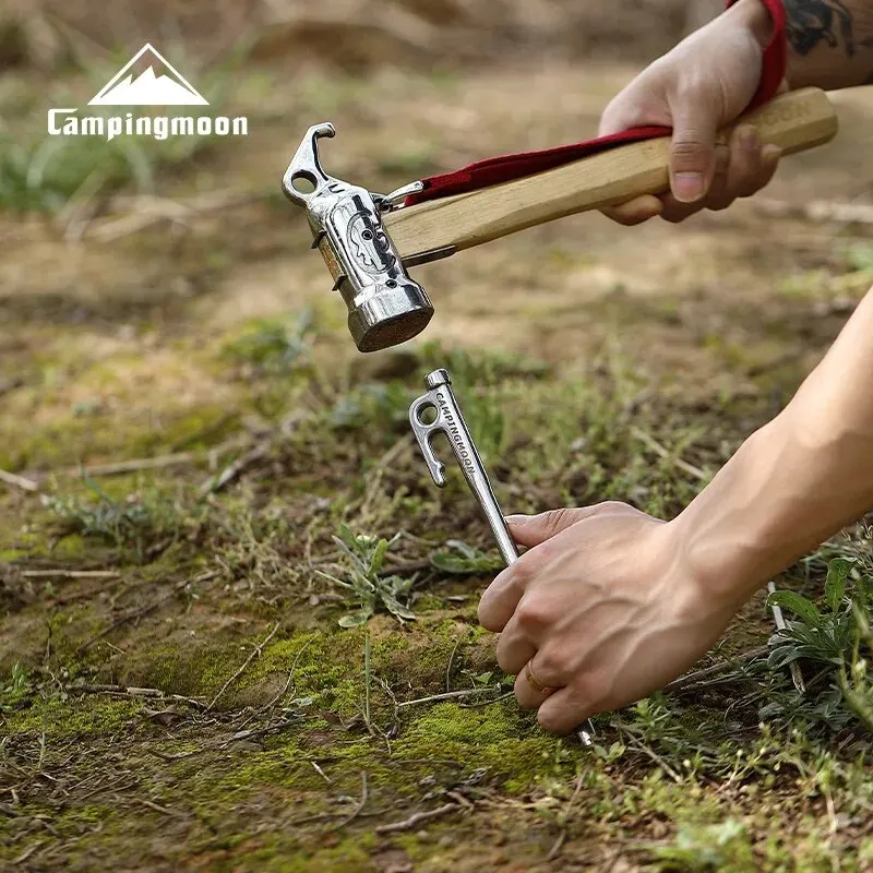 

CAMPINGMOON Heavy Duty Steel Tent Stakes Pegs with Hook and Hole Design Outdoor Camping Travelling Tent Pegs Ground Nail 6pcs
