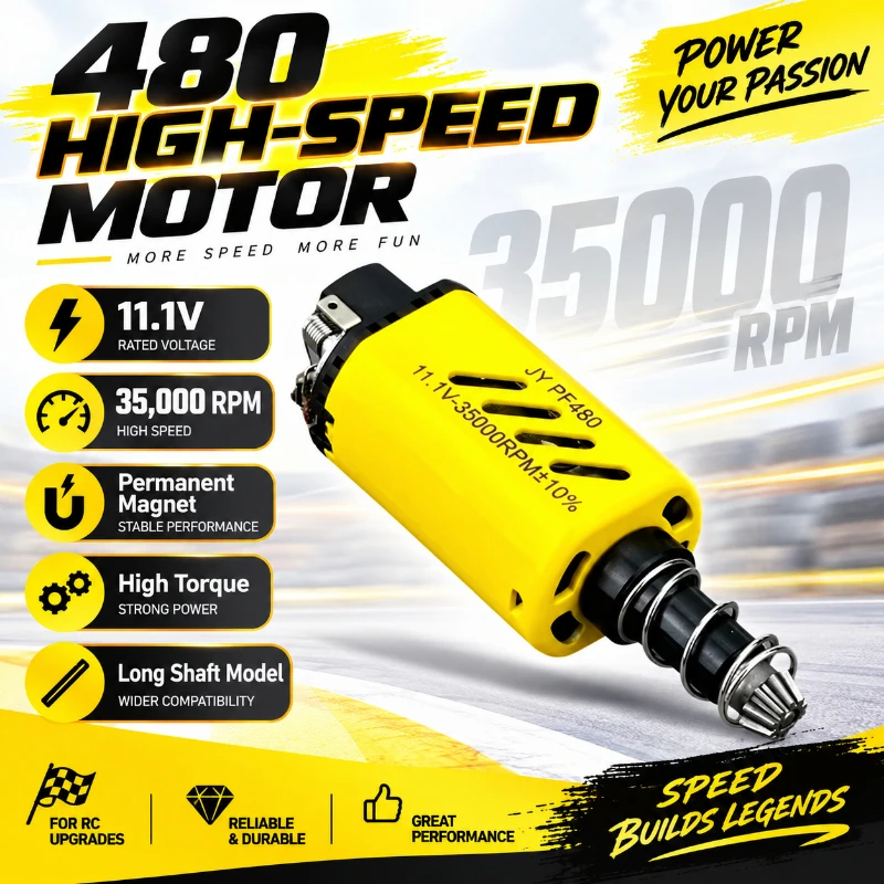 PF480 11.1V 35000RPM High Torque Long Shaft Motor DIY Spare Accessory for 2‑Type Gearbox Unit