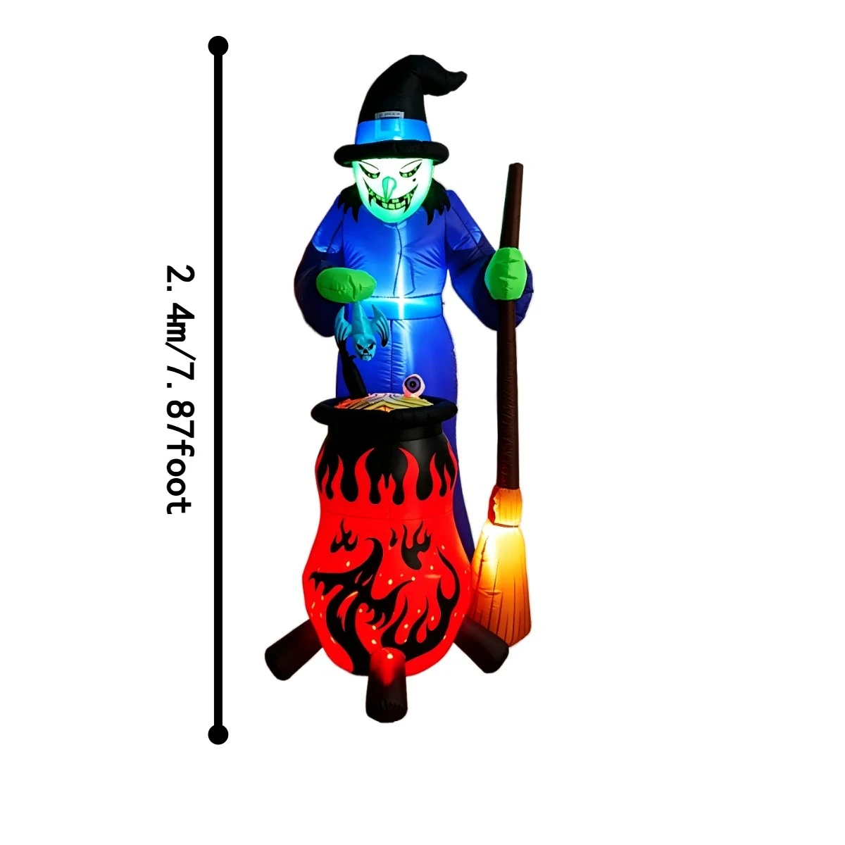 Halloween Witch With Magic Cauldron Outdoor Holiday Decorations LED Inflatable Model For Backyard Garden Halloween Party Decor