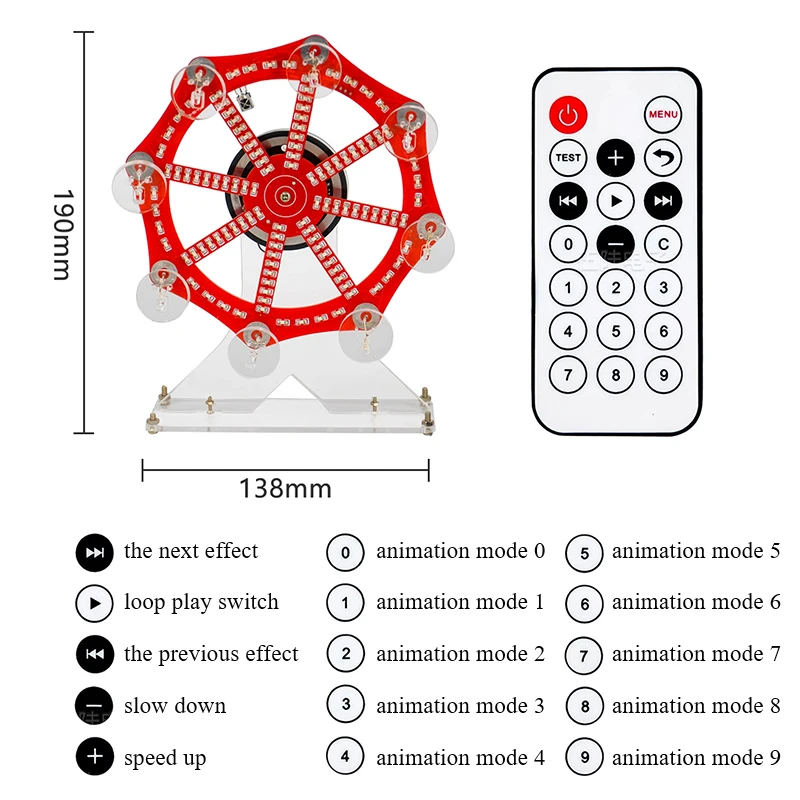 Multi-colour Electric Ferris Wheel Electronic DIY Soldering Kit Fun Creative LED Lights Microcontroller Making Model Loose Parts