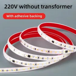 1-30M High Brightness LED Strip Light 2835 220V IP65 Waterproof Self-Adhesive Can be Cut For Kitchen Cabinet Backlight Lighting