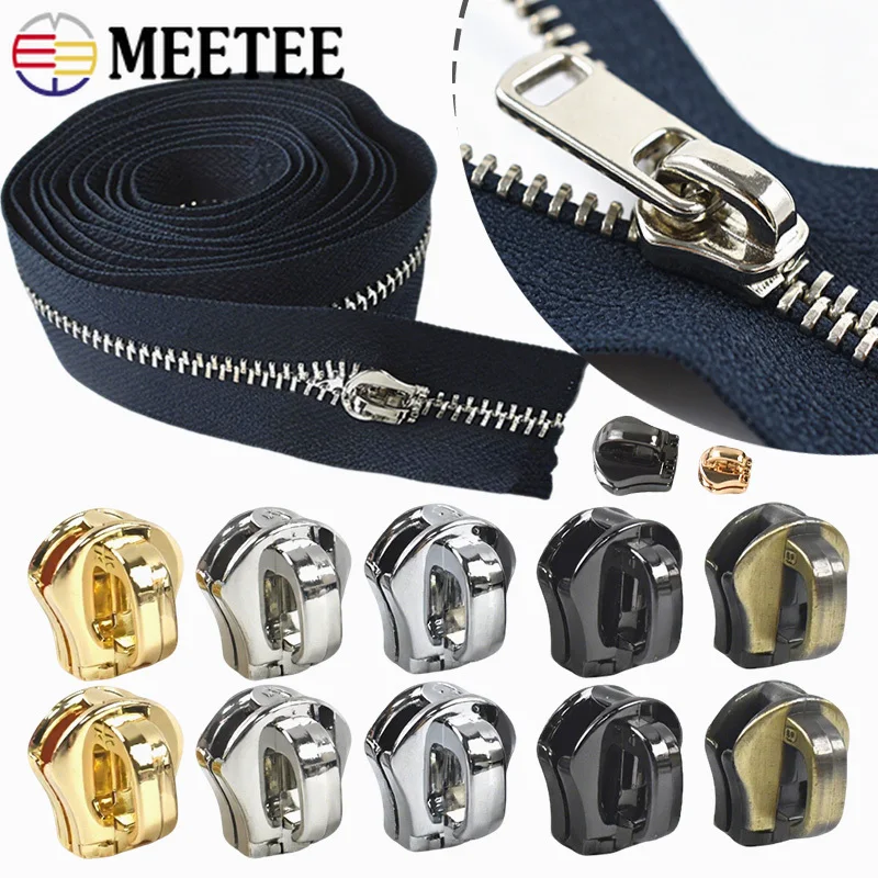 

10/20/50Pcs Meetee 3# 5# 8# 10# Metal Zipper Sliders for Bag Wallet Decor Zip Puller Zippers Repair Kit DIY Sewing Accessories