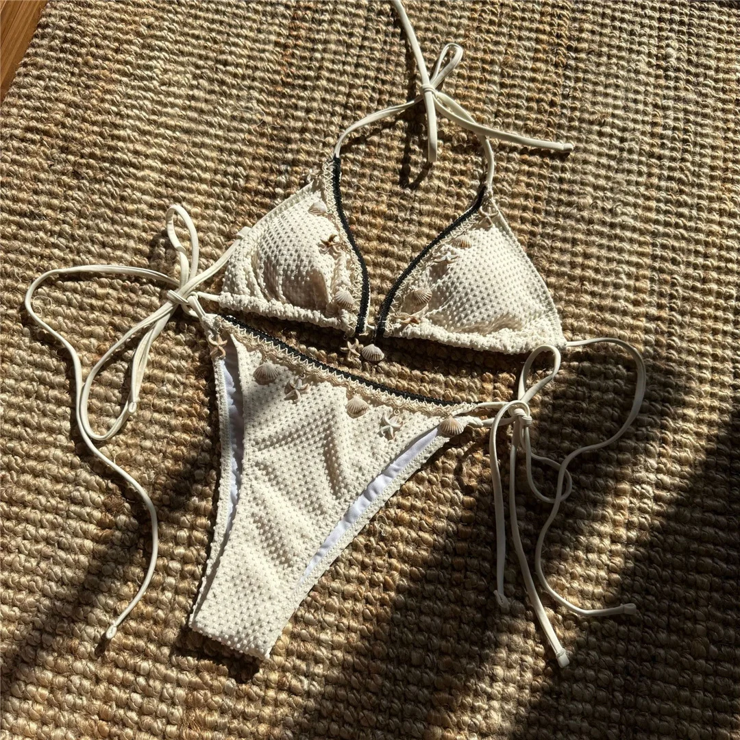 Shells Neckholder-Bikini-Set mit hohem Beinausschnitt und Riemchen, zweiteilig, Damen-Badeanzug, Badebekleidung, gepolsterter Badeanzug, Bather Swim V6416 – Detail 12