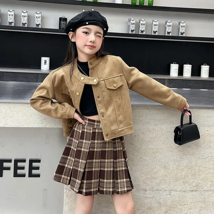 

Girls Spring and Autumn Jacket 2024 New Korean Children Fashionable Small Fragrant Style Short Casual Jacket Top