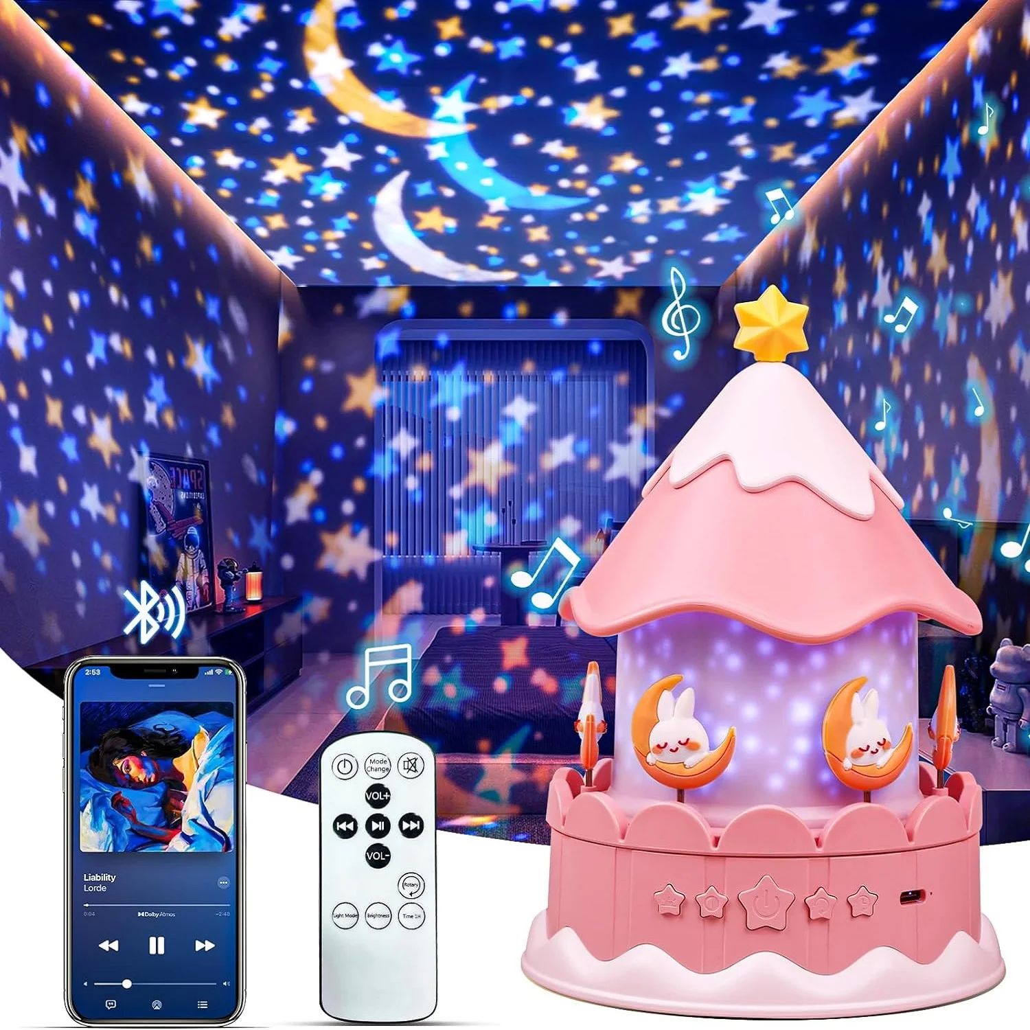 Carousel Projector 21 in 1 Starry Sky Projector Night Light USB Atmosphere Nightlight for Bedroom Decor Kids Birthday Xmas Gifts