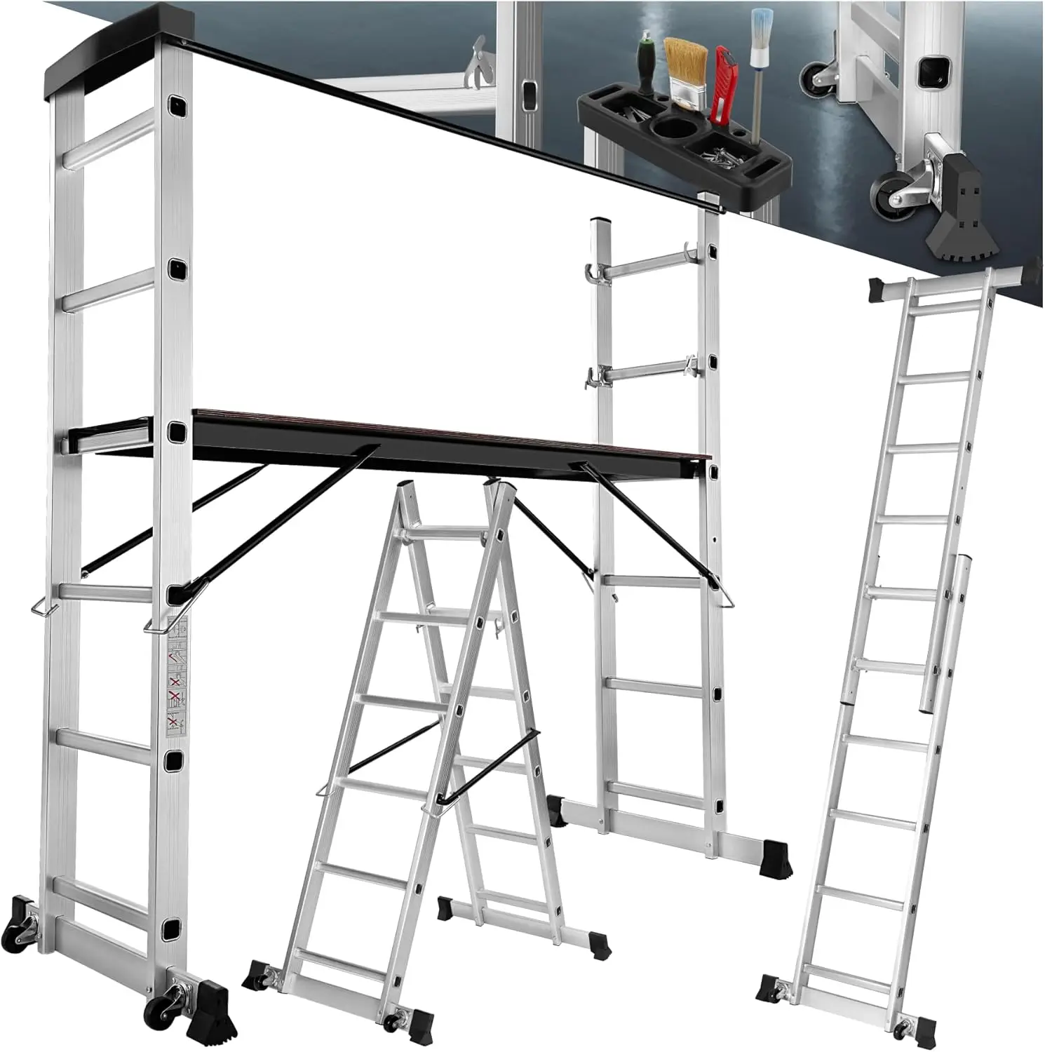 Alumínio Combinação Escada, Plataforma de Trabalho, Andaime, para Uso Versátil, Promover Eficiência e Segurança