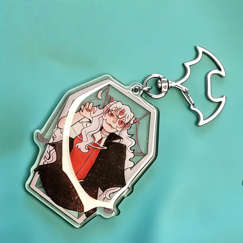 Vampires SMP Coffin Shape Acrylic Keychain Bat Clasp Game Character Key Ring Cosplay Accessories Bag Pendant Collectible Gift view 6
