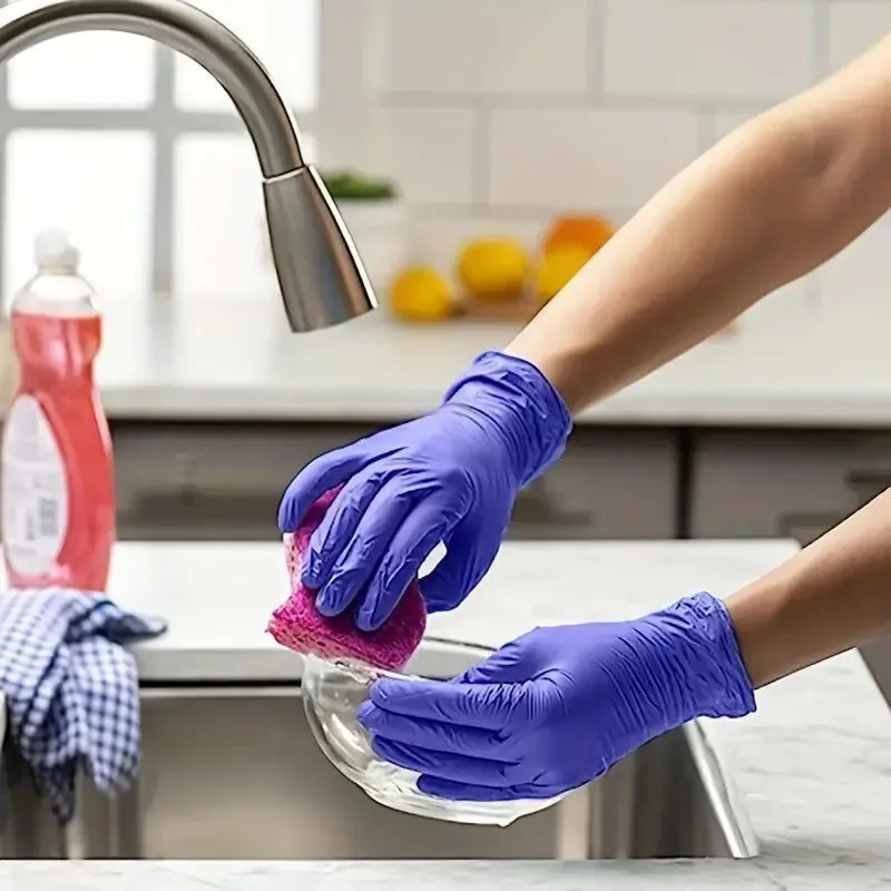 20/50/100PCS Purple disposable nitrile gloves for household kitchen bathroom hair salon pets waterproof latex free powder free