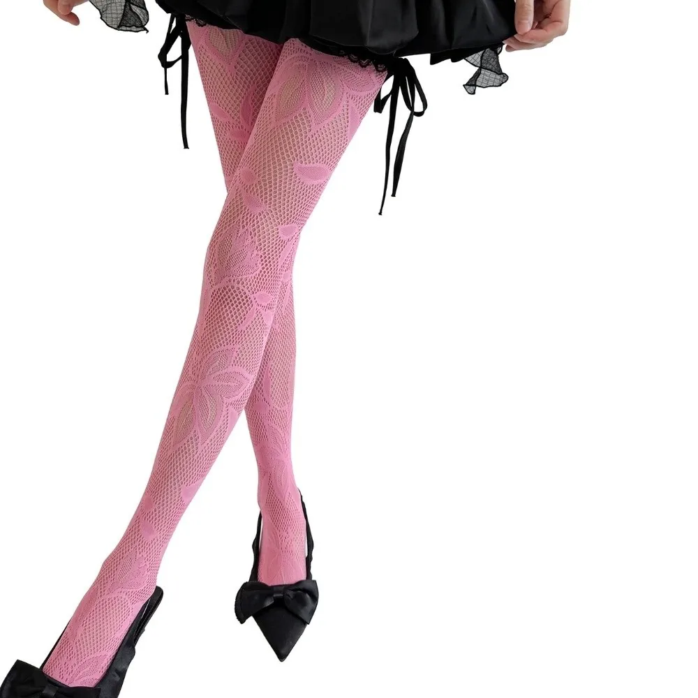 Fishnet Floral Bottomed Stockings Breathable High-elastic Hollowed Out Jacquard Pantyhose Soft Comfortable Lace Mesh Pantyhose
