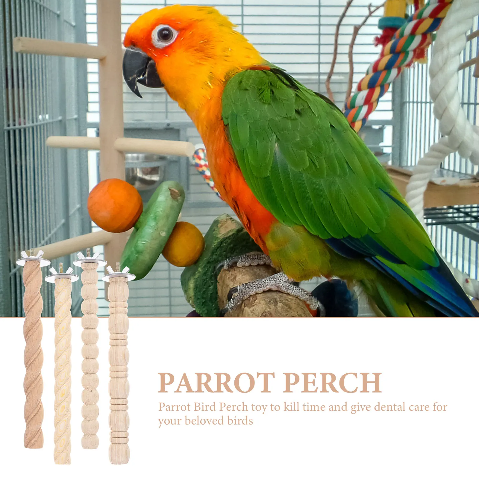 

4pcs Stand Wooden For Parrot Training Perch Plaything Bird Standing Bird Cage Accessories Wood Parrot Parakeet Balance Train