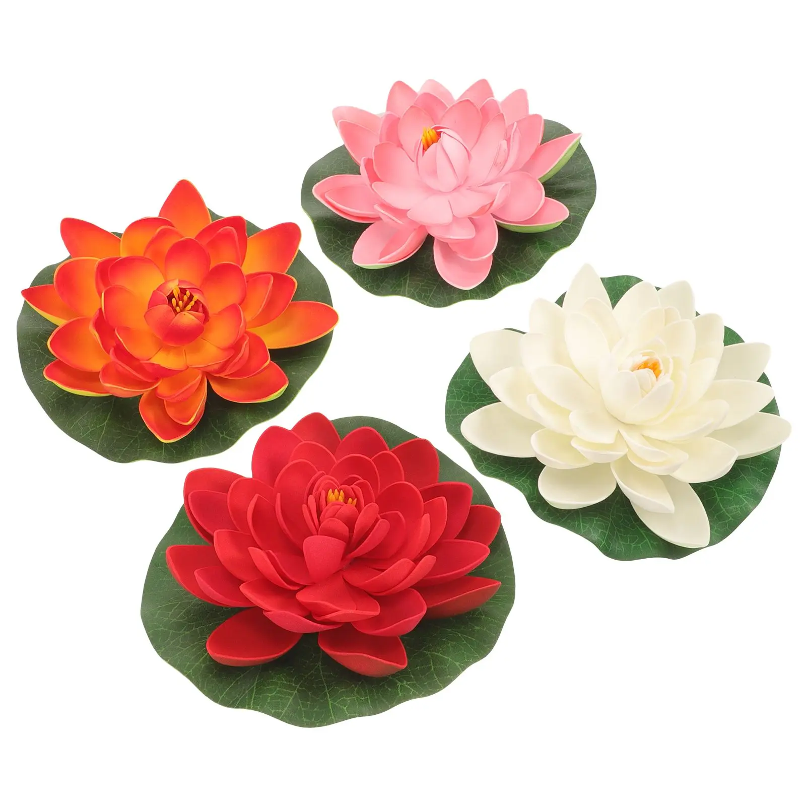 

4PCS Artificial Lotus Leaves Decor Plants Floating Pond Water Lily Home Garden Patio Decor Simulated Flower Plastic No Watering