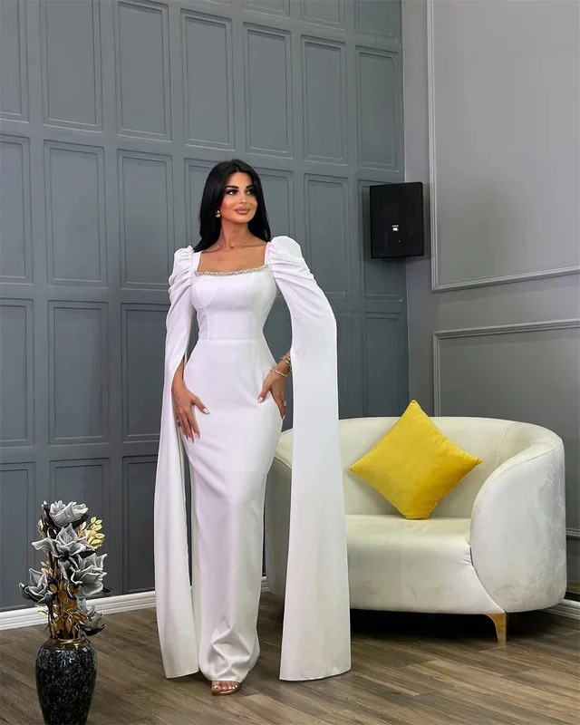 

Customized Intricate Formal Jersey Pleat Beading Sequined Straight Square Neck Long Dresses Bespoke Occasion Dresses Fashion