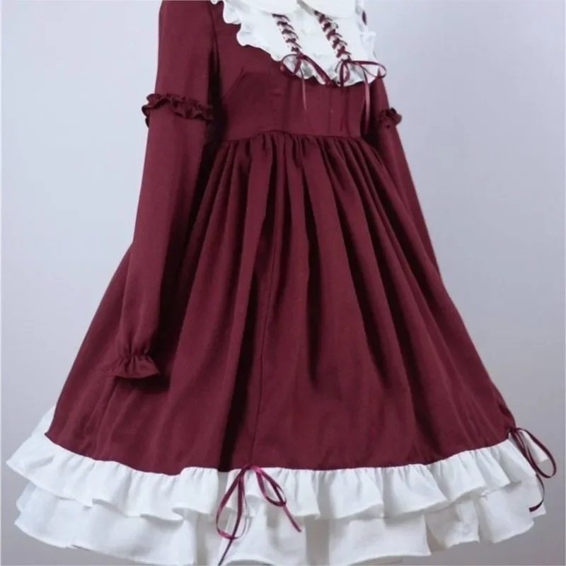 Cute Women's Lolita OP Dress Japanese Harajuku Long Sleeves Doll Dress Lolita Skirt Spring Summer Soft Girl Lolita