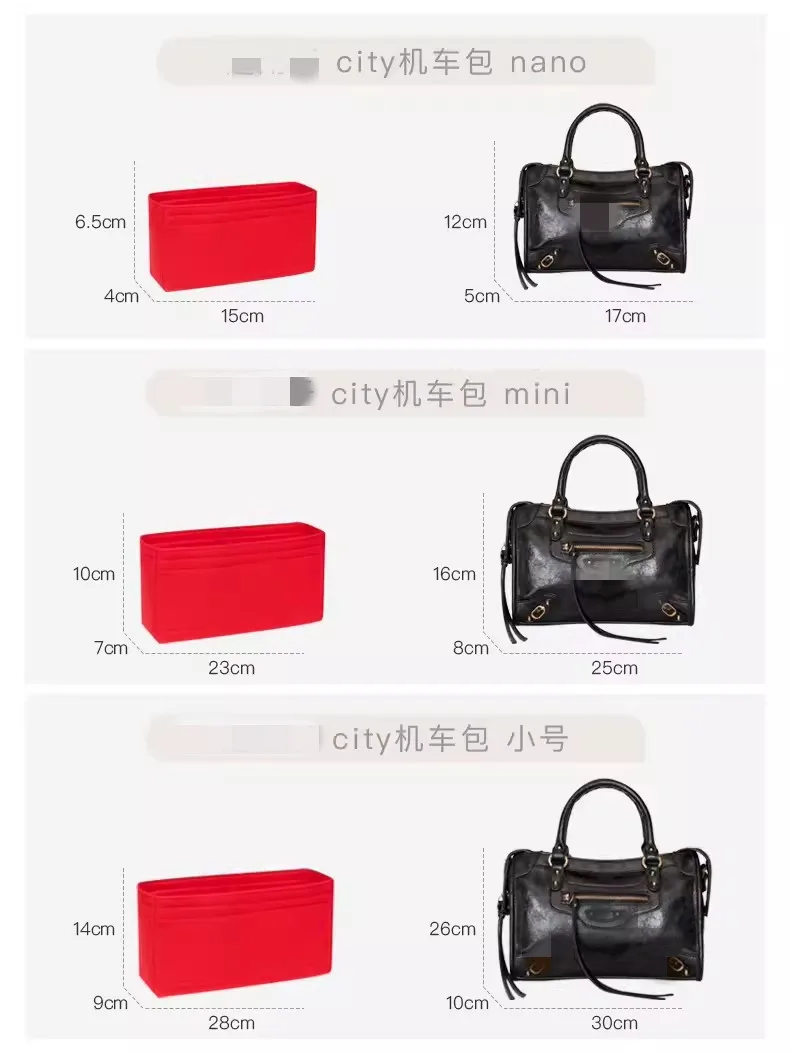 Fits For Nano Noe Classic city Bag Felt Cloth Insert Organizer Makeup Handbag Travel Inner Purse Cosmetic Toiletry Bags