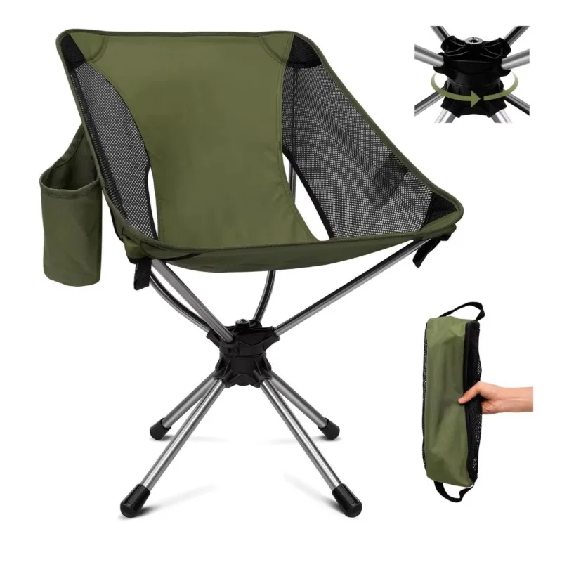 Outdoor Portable 360 degree Swivel Chair Folding Aluminum Camping Beach Moon Chair