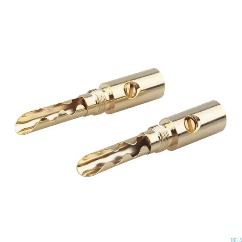 R91A 5 มม. กล้วยทองปลั๊กเสียบปลั๊กเครื่องเชื่อมต่อลำโพงแอมพลิฟายเออร์สายเคเบิลตัวเชื่อมต่อเคเบิลปลั๊ก