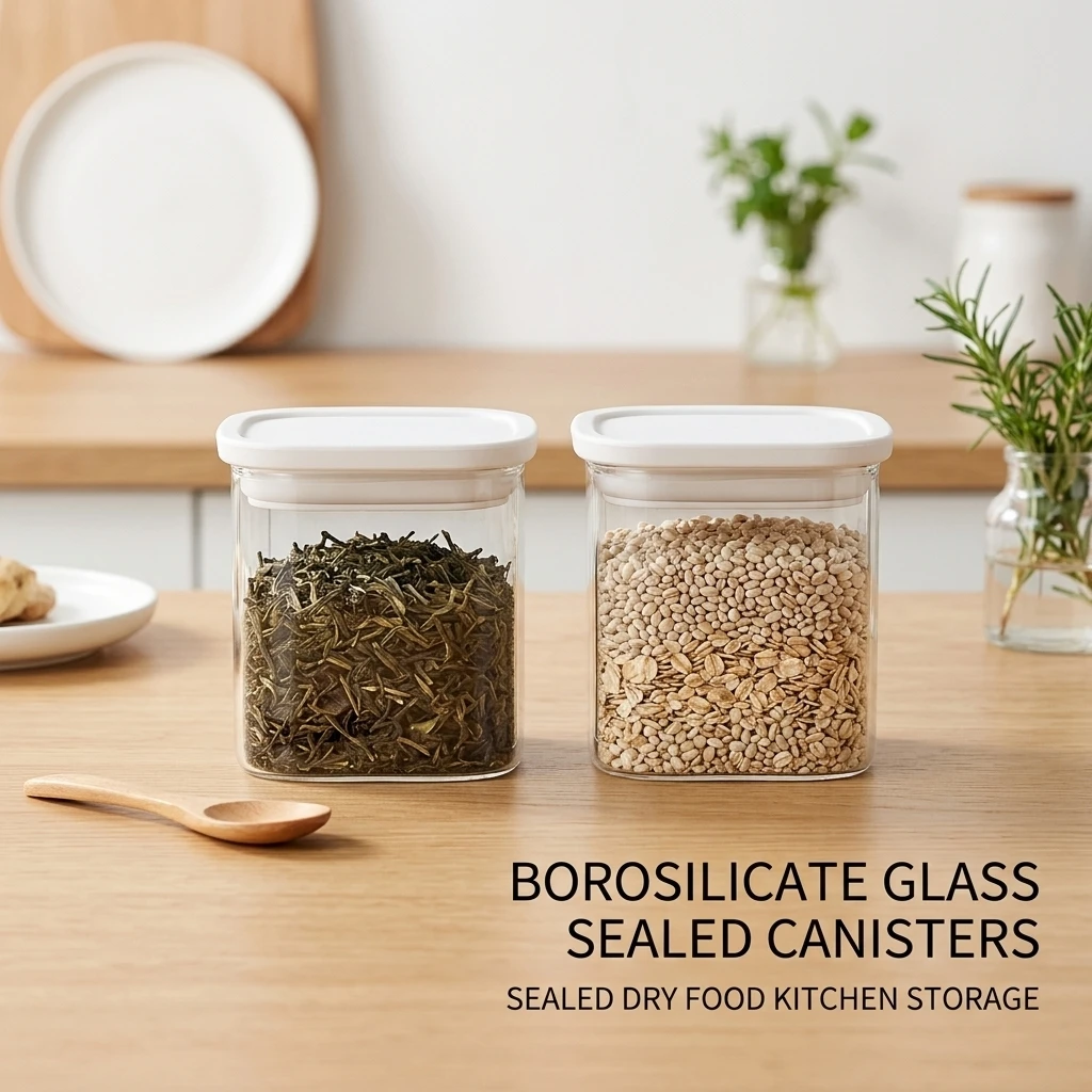 Storage Jar Elegant Kitchen Organizer for Home Cooks Borosilicate Glass Airtight Container Grains Coffee Beans Nuts Candy