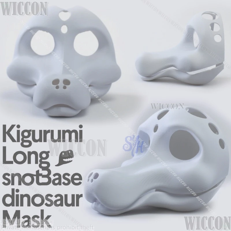 

Kigurumi Long Snout Base Dinosaur Mask Cosplay Furry Furrsuit Headbase 3D Prop Bones Mask Accessories Halloween Cos Outfit Gifts