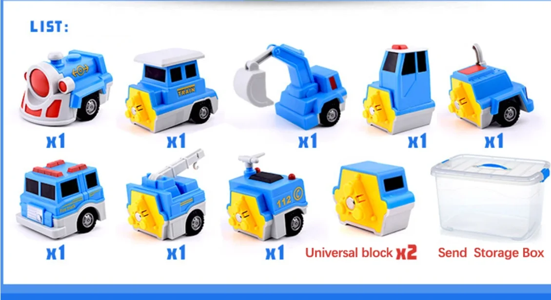 10PCS di Costruzione di Ingegneria Escavatore Magnetico Blocchi di Costruzione FAI DA TE Magia Treno Camion Veicolo Giocattoli educativi Per I Bambini