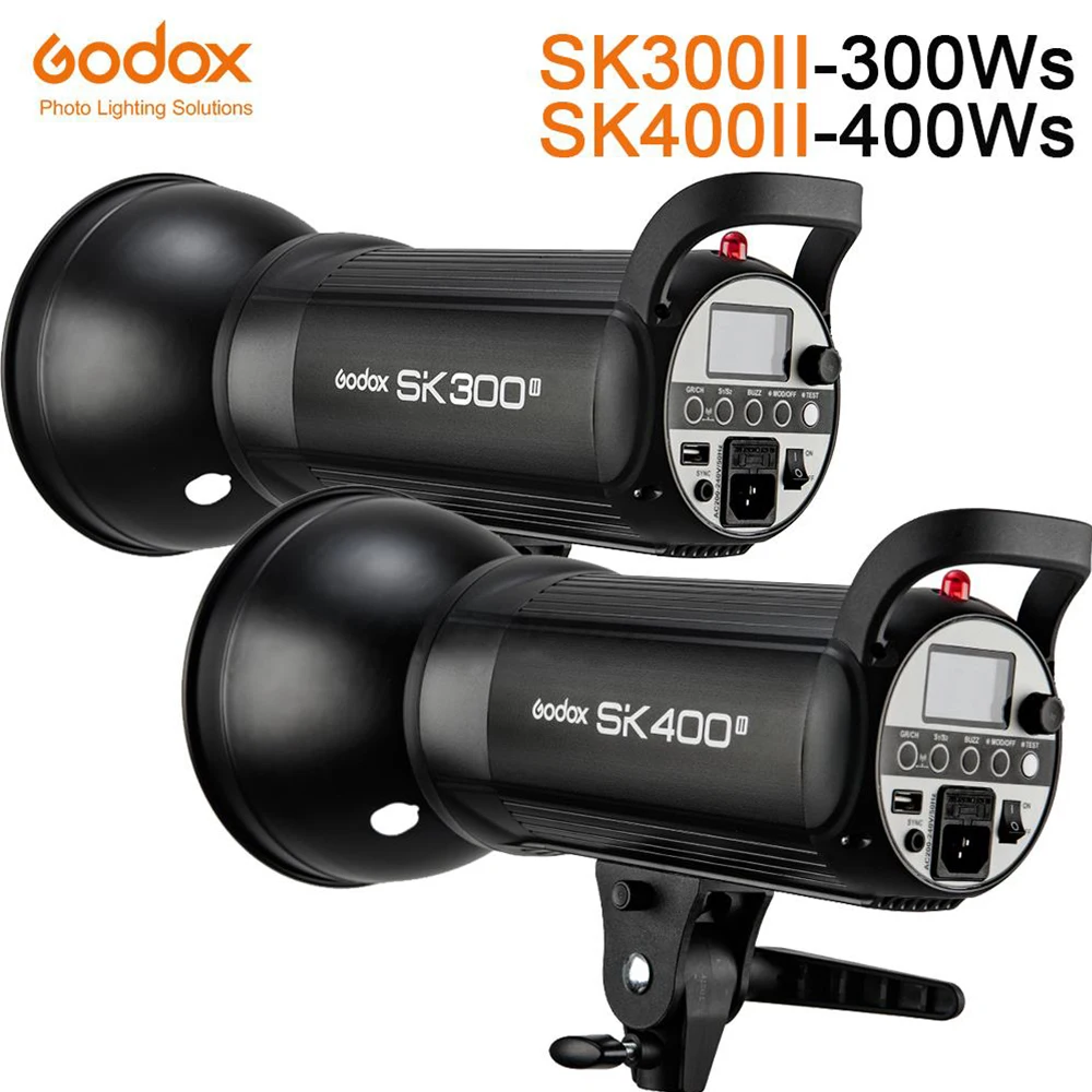 Godox SK300II 300Ws SK400II 400Ws Professional Studio Flash Strobe Built-in 2.4G Wireless X System Shooting SK400 Upgrade