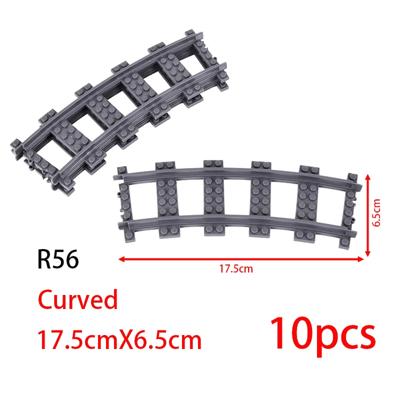 MOC Stad Baksteen Schakelaar Cross Gevorkte Gebogen Rails Bouwsteen Trein Rail Curve Tracks R56 R72 R88 R104 Creatieve DIY Speelgoed