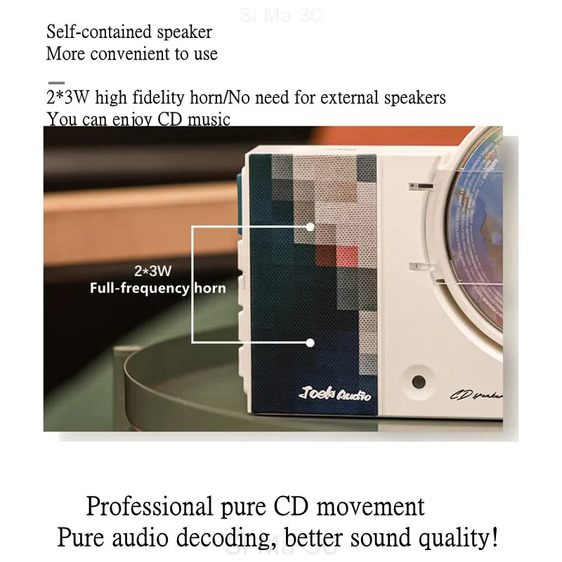 C20 مشغل أقراص مضغوطة متكامل ريترو مشغل أقراص مضغوطة مثبت على الحائط سطح المكتب مكبرات صوت بخاصية البلوتوث مشغل ألبوم متحمس محمول مع جهاز تحكم عن بعد