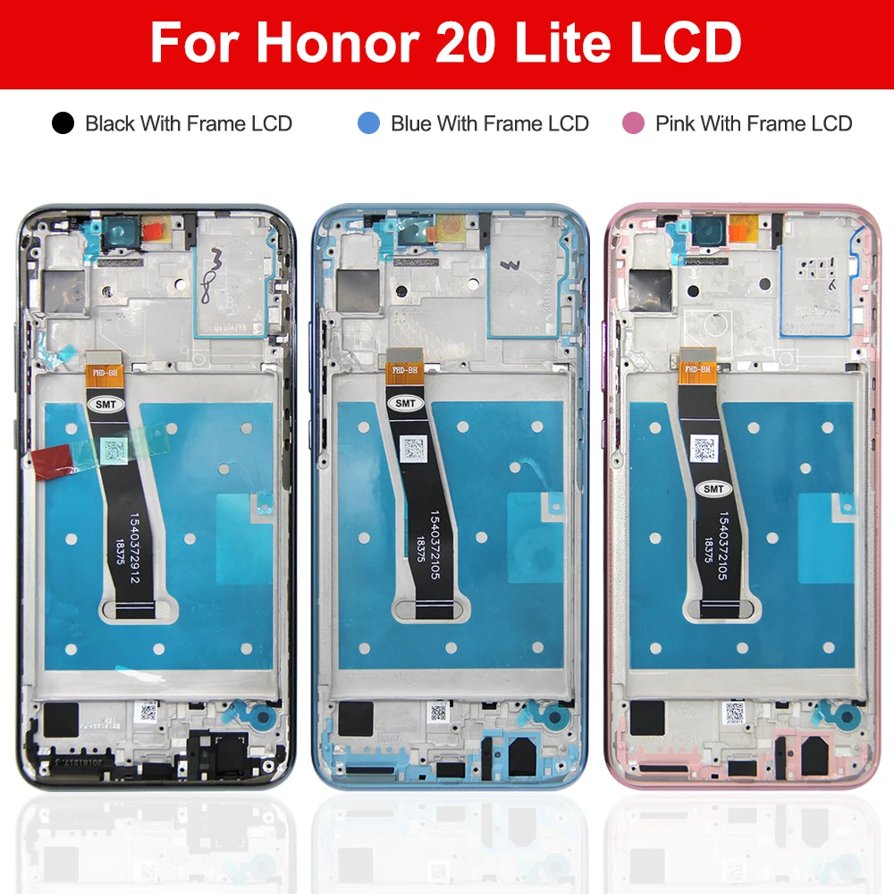 AMOLED For Honor 20 Lite LCD MAR-LX1H Display Touch Screen Assembly Replacement for Honor 20 Lite HRY-LX1T Screen with Frame