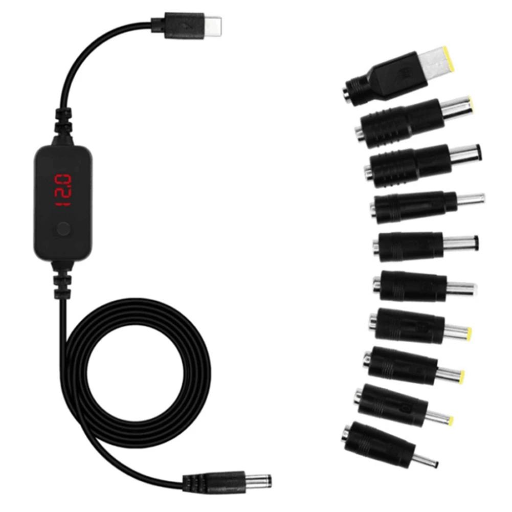 

AT08 New Type C to DC Boost Cable Adapter Cord 5V 9V 12V 15V 20V Adjustable Voltage PD Fast Charging Cable for Laptop Universal