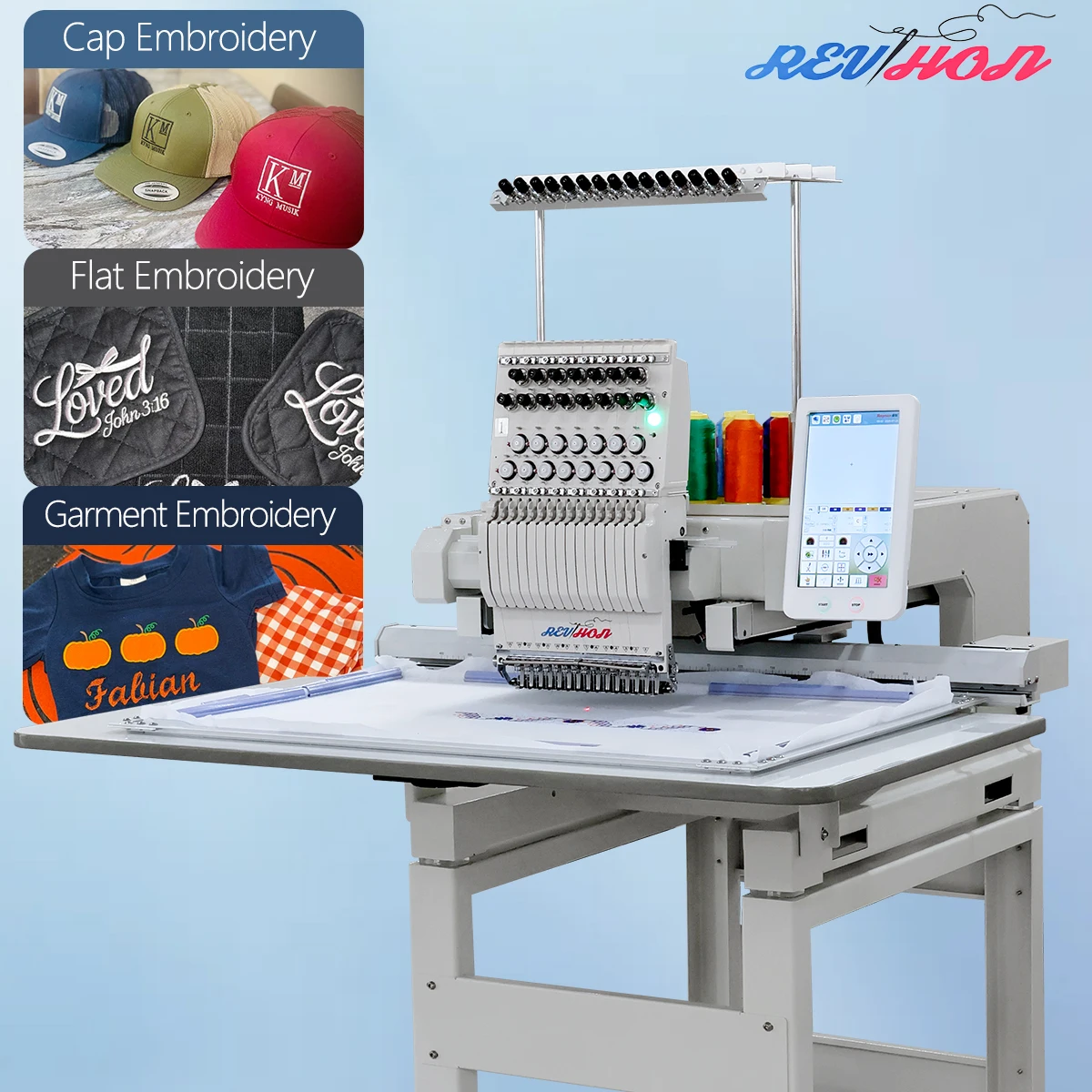 Revhon Hot Sale Single Head  Embroidery Machine Large Working Area 800*500mm Support Photo Embroidery Factory Directly Sale