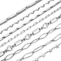 1Meters Never Fade Heart Star Stainless Steel Necklace Chains for DIY Bracelet Necklace Anklet Jewelry Making Findings Supplies