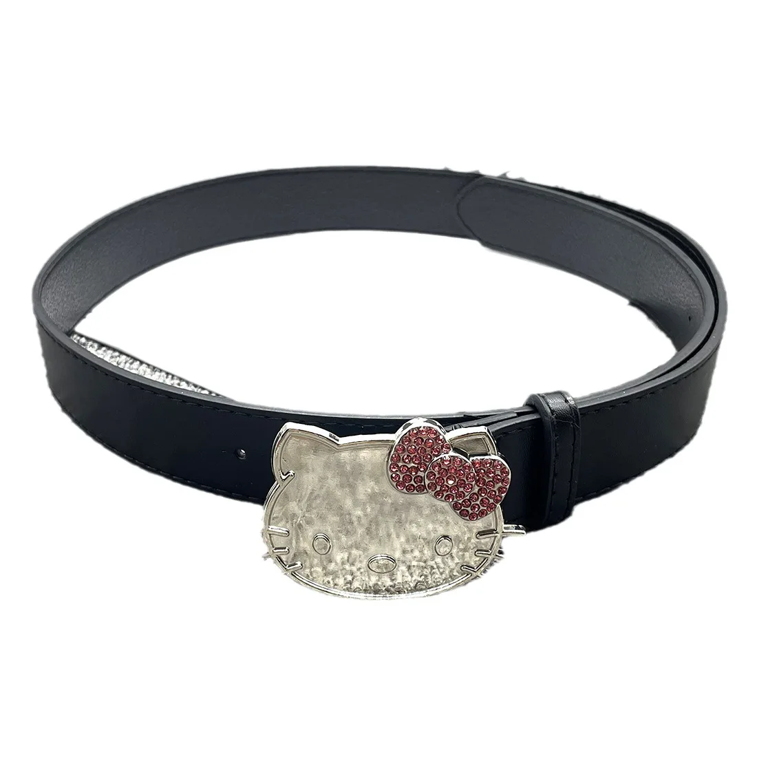 Kitty Pink KT Кошачья голова с бриллиантовым поясом Millennium Hot Girl Ремень y2k Ковбойские аксессуары Универсальный пояс для брюк