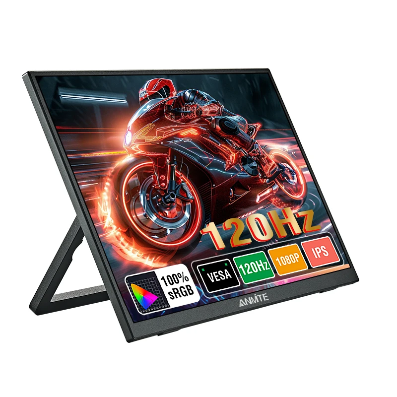 

Anmite 23.8 inch Portable Monitor 120Hz RGB100% With VESA Hole & Back bracket Laptop Extended Display ADS-IPS HDR Screen