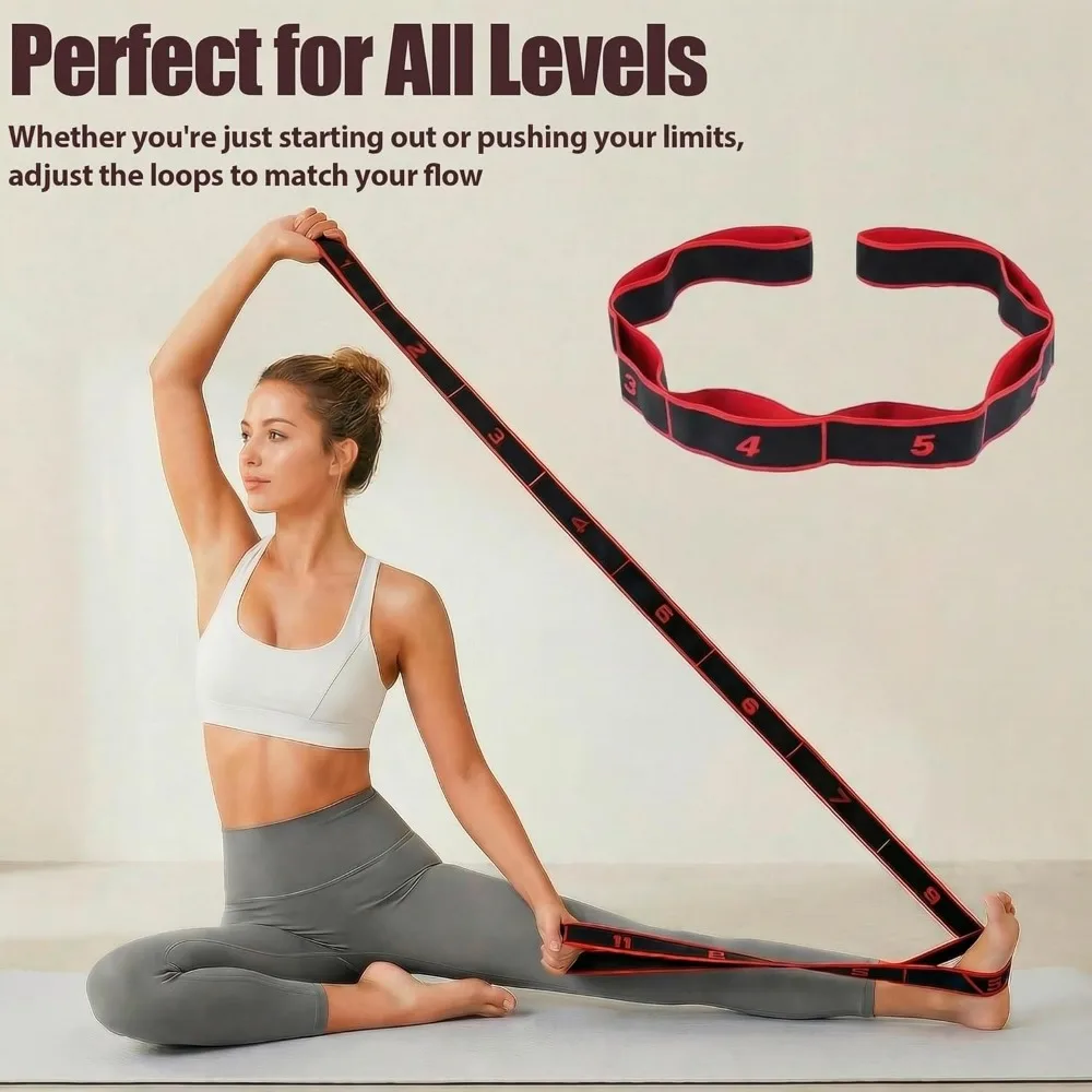 Yoga Pilates Resistance Bands Numbered Fabric Non Slip Elastic Workout Bands With Loops For Physical Therapy For Men Women