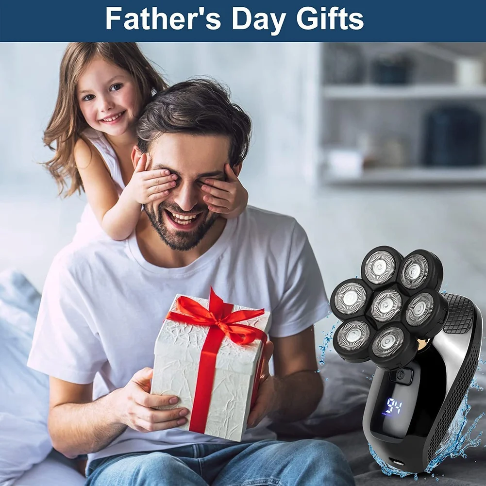 A60T Effortless 7D Electric Razor For Men, 5 In 1 Head Shavers For Bald Men, Electric Rotary Shaver Waterproof Grooming Kit Cord