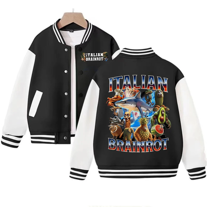 

Italian Brainrot Tralalero Tralala Baseball Uniform Autumn Boys Girls Fashion Jacket Children Casual Hoodie Kids Clothes Outfits